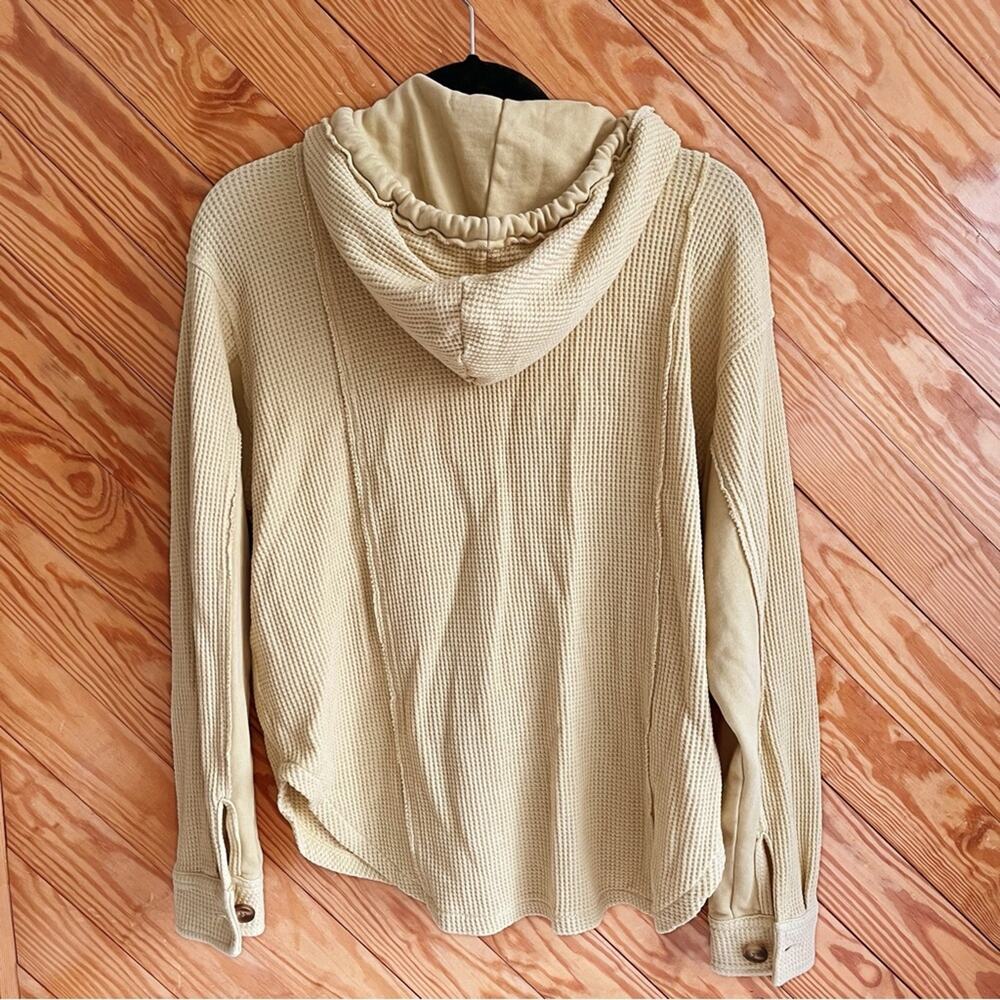 Aerie Waffle Button Hoodie Shacket Sweater - Picture 3 of 8